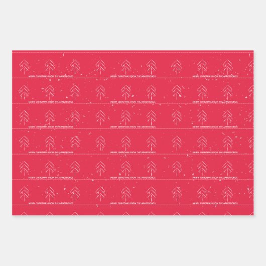 Minimalistische Weihnachtsbaumstämme - Schnee Geschenkpapier Set (Vorderseite)