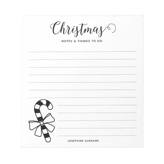 Minimalistische Weihnachtscreme mit Bow Line Art Notizblock (Vorderseite)
