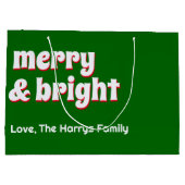 Minimalistische Weihnachtsfamilie Grün Große Geschenktüte (Rückseite)
