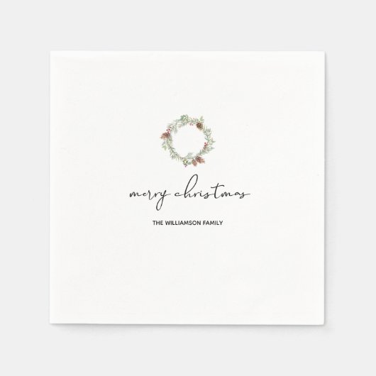 Minimalistische Weihnachtsfamilie Serviette (Vorderseite)