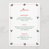Minimalistische Weihnachtsfeier Stechpalme Elegant Menükarte (Vorderseite)