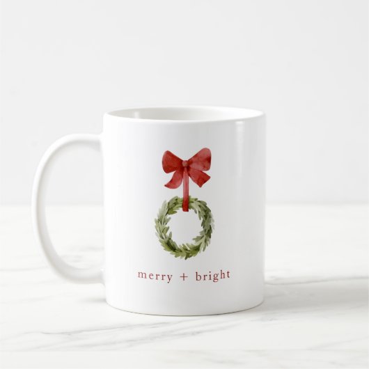 Minimalistische Weihnachtsgrün. Merry + Bright Kaffeetasse (Links)