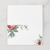 Minimalistische Weihnachtsgrün & Rote Berries Wedd Platzkarte (Außenseite Aufgefaltet)