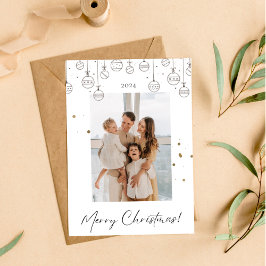 Minimalistische Weihnachtskarte aus Weiß und Gold Einladung