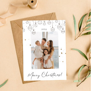 Minimalistische Weihnachtskarte aus Weiß und Gold Einladung