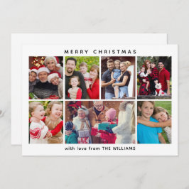 Minimalistische Weihnachtskarte für sechs Fotos Feiertagskarte