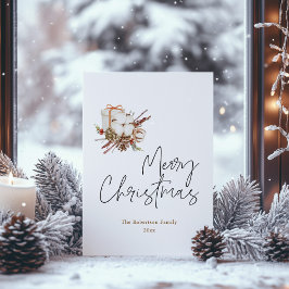 Minimalistische Weihnachtskarte mit Cotton Bouquet Feiertagspostkarte