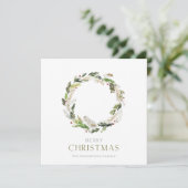 Minimalistische Weihnachtskarte mit Grünkranz Einladung (Stehend Vorderseite)