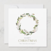 Minimalistische Weihnachtskarte mit Grünkranz Einladung (Vorderseite)