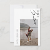 Minimalistische Weihnachtskarte mit zwei Fotos Dankeskarte (Vorderseite)