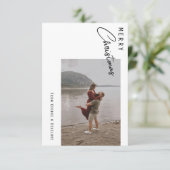 Minimalistische Weihnachtskarte mit zwei Fotos Dankeskarte (Stehend Vorderseite)