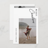 Minimalistische Weihnachtskarte mit zwei Fotos Dankeskarte (Vorne/Hinten)