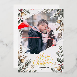 Minimalistische Weihnachtskarte – Personalisiert P Folien Feiertagskarte