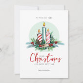 Minimalistische Weihnachtskerzen Floral Bouquet Einladung (Vorderseite)