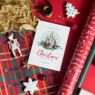 Minimalistische Weihnachtskerzen Floral Bouquet Einladung