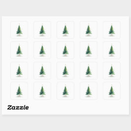 Minimalistische Weihnachtskiefernbaum-Aufkleber –  Quadratischer Aufkleber
