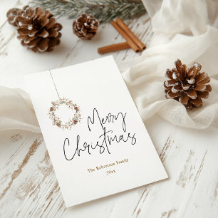 Minimalistische Weihnachtskränze Feiertagskarte Feiertagspostkarte