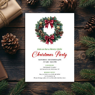 Minimalistische Weihnachtskränze-Party-Einladung Einladung