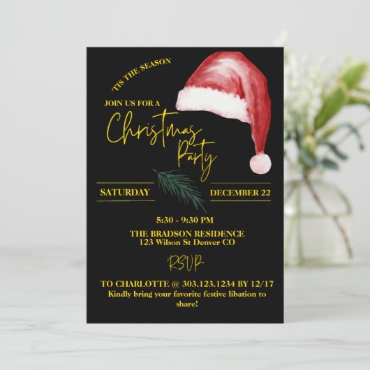 Minimalistische Weihnachtsmannmütze Boho Custom We Einladung (Stehend Vorderseite)