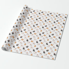 Minimalistische Weihnachtsmannmützen-Katzen Weihna Geschenkpapier