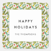 Minimalistische Weihnachtsmuster-Grüße Quadratischer Aufkleber (Vorderseite)