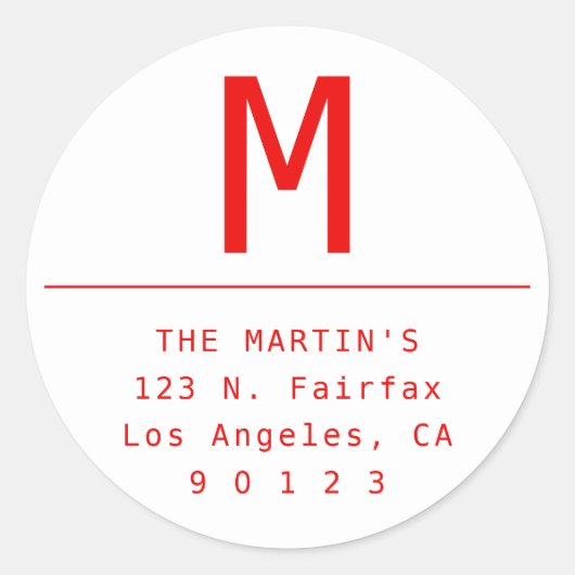 Minimalistische Weihnachtsrot-weiße Rücksendeadres Runder Aufkleber (Vorderseite)