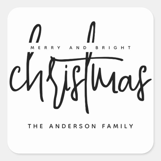 Minimalistische Weihnachtsschrift Quadratischer Aufkleber (Vorderseite)