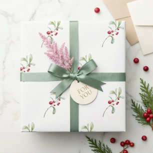 Minimalistische Weihnachtsverpackung mit Stechpalm Geschenkpapier