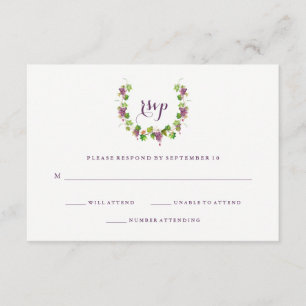 Minimalistische Weinberg-Hochzeits-Antwort der RSVP Karte