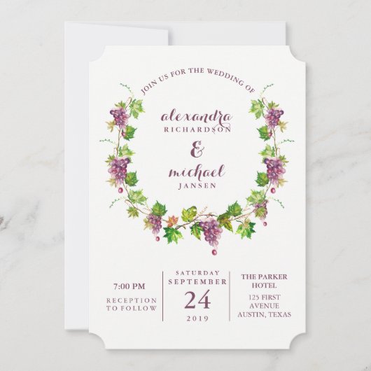 Minimalistische Weinberg-Hochzeits-Einladung der Einladung (Vorderseite)