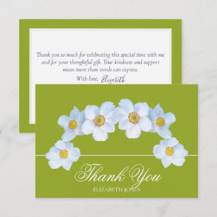 Minimalistische weiße Anemone-Braut-Thank-You-Kart Dankeskarte