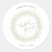 Minimalistische weiße Blume Atemkranz Runder Aufkleber (Vorderseite)