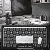 Minimalistische weiße Blume - auf Schwarz überprüf Schreibtischunterlage