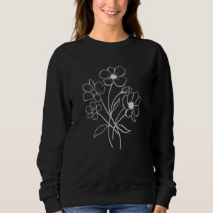 minimalistische weiße Blumen auf schwarzer Ästheti Sweatshirt