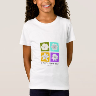 Minimalistische weiße Blumen Pop-Art-Grafikdesign T-Shirt