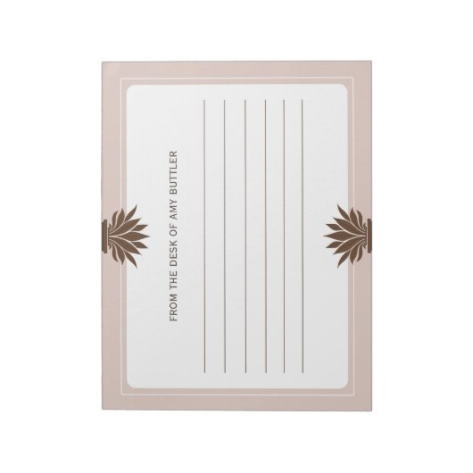 Minimalistische Weiße Braun vom Schreibtisch Notizblock (Rotiert)