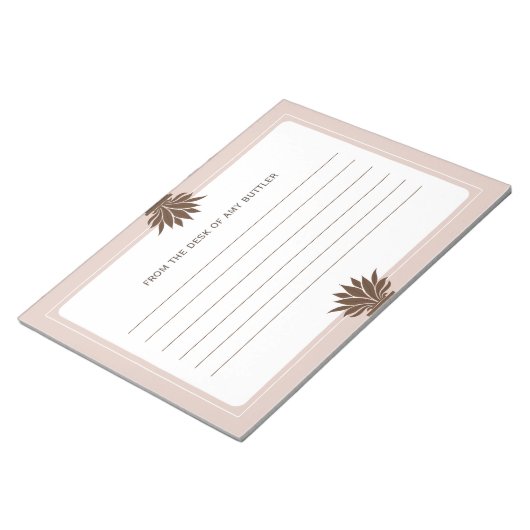 Minimalistische Weiße Braun vom Schreibtisch Notizblock (angewinkelt)