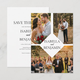 Minimalistische weiße Dreier-Bild-Save-the-Date- K Save The Date