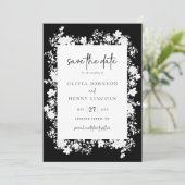 Minimalistische weiße, florale Save the Date Fotok Einladung (Stehend Vorderseite)