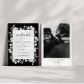 Minimalistische weiße, florale Save the Date Fotok Einladung