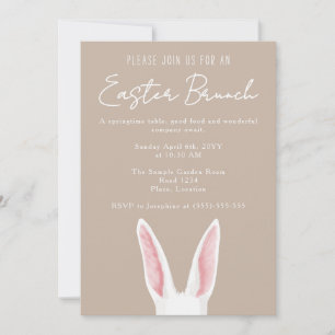 Minimalistische weiße Hasenohren Beige Ostern Brun Einladung