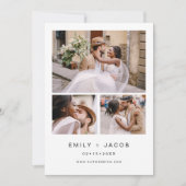 Minimalistische Weiße Hochzeit Elegantes Vier-Foto Einladung (Vorderseite)