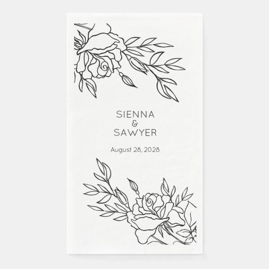 Minimalistische weiße Hochzeit Long 3 Ply Dinner N Serviette (Vorderseite)