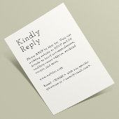 Minimalistische weiße Hochzeit RSVP Karte