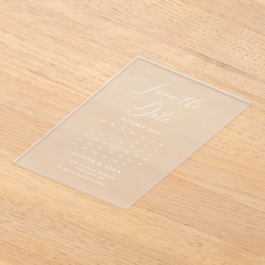 Minimalistische weiße Hochzeit Sichern Sie das Dat Acryleinladungen (Ablage )