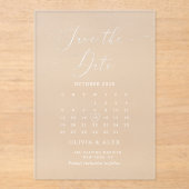 Minimalistische weiße Hochzeit Sichern Sie das Dat Acryleinladungen (Vorderseite)