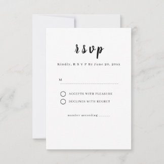 Minimalistische weiße Hochzeits-RSVP-Karte RSVP Karte