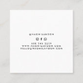 Minimalistische, weiße Holografie Einhorn einfach  Quadratische Visitenkarte (Rückseite)