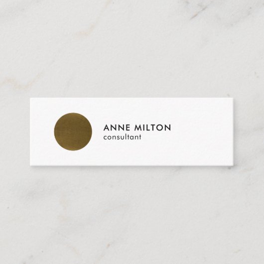 Minimalistische weiße Imitate Kupferzirkloberin Mini Visitenkarte (Vorderseite)