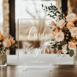 Minimalistische weiße Karten und Geschenke Acrylschild